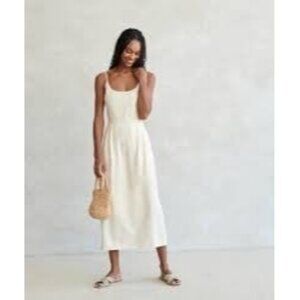 New with tag Jenni Kayne Women's Rhode Ivory Cream Textured 100% Silk Dress XS